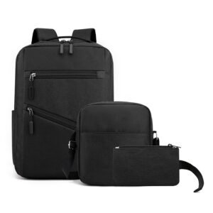 Sac à dos homme avec sac bandoulière et trousse 3en1 noir