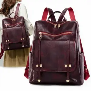 Sac à dos rétro en cuir synthétique pour femme