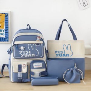 Sac à Dos Multifonctionnel Kawaii Grand Volume Imperméable et Résistant 5Pcs